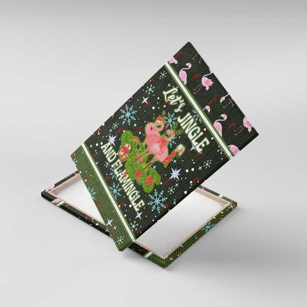 Lets Jingle And Flamingle Christmas Canvas Wall Art Funny Xmas Holiday Patterns - Wonder Print Shop