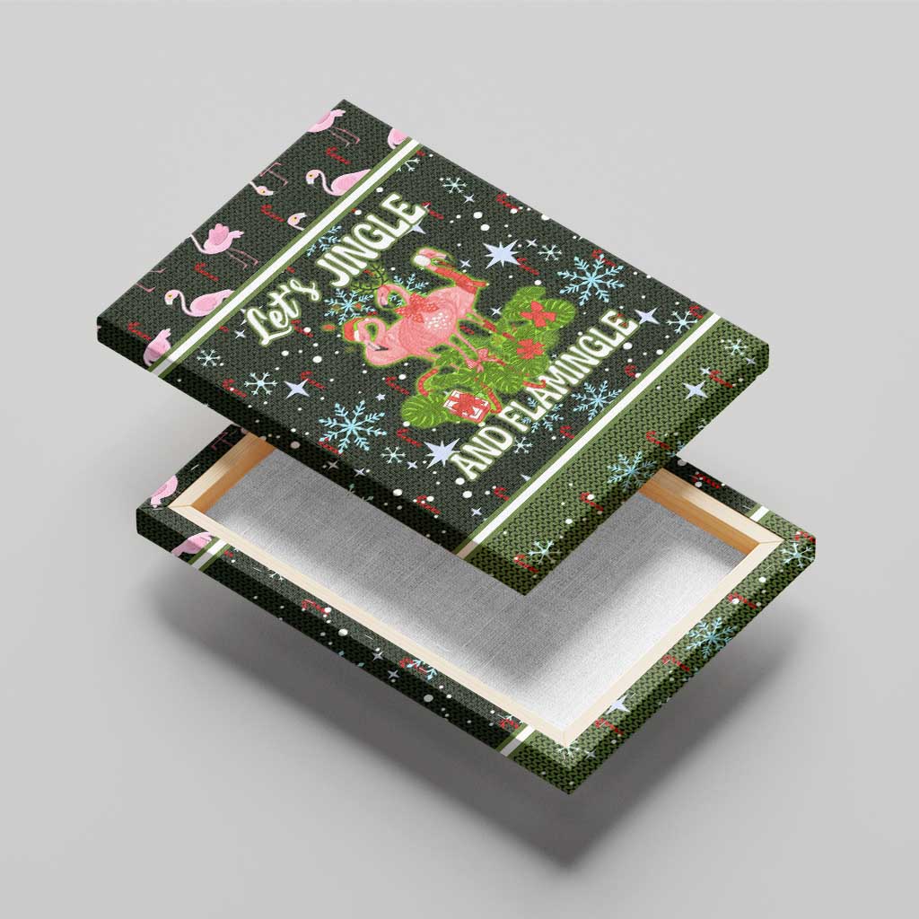 Lets Jingle And Flamingle Christmas Canvas Wall Art Funny Xmas Holiday Patterns - Wonder Print Shop