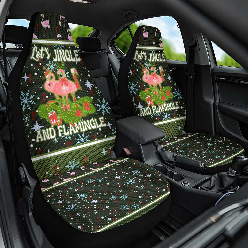 Lets Jingle And Flamingle Christmas Car Seat Cover Funny Xmas Holiday Patterns - Wonder Print Shop