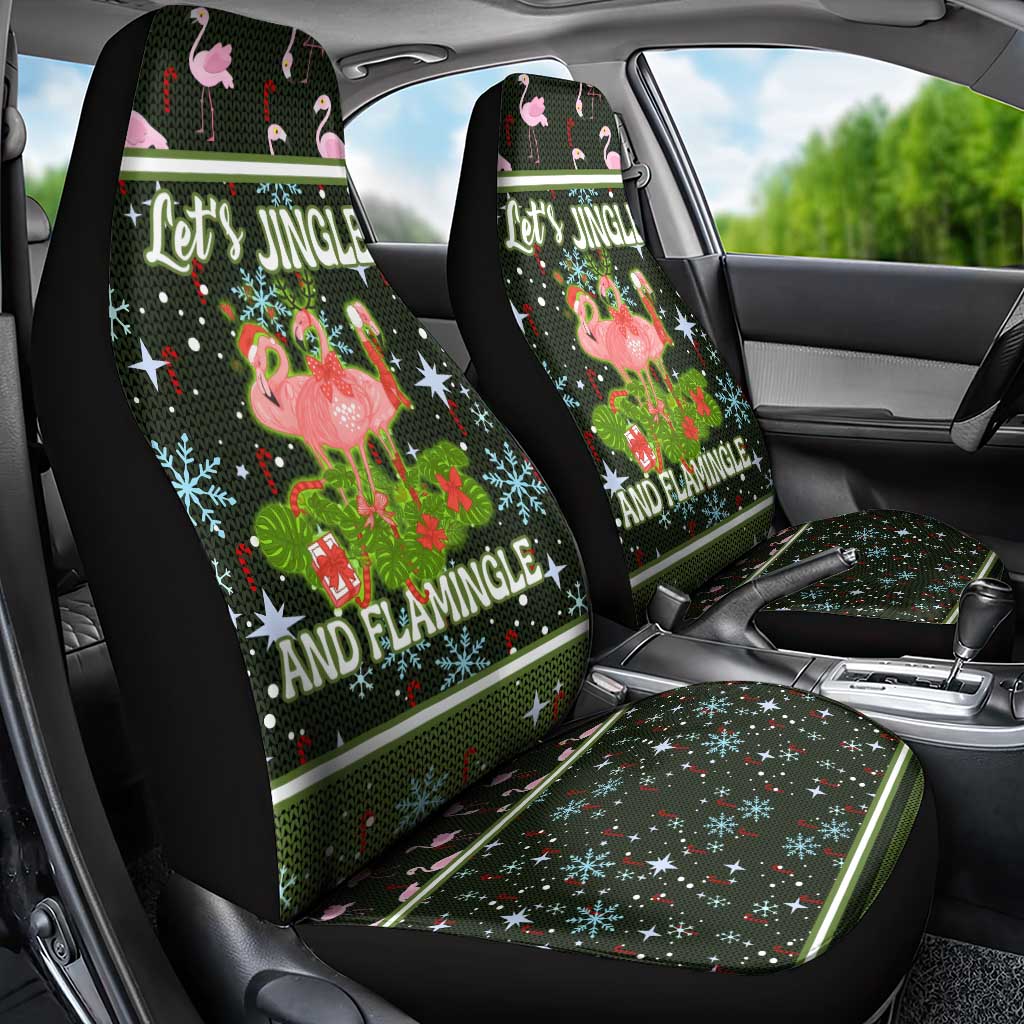Lets Jingle And Flamingle Christmas Car Seat Cover Funny Xmas Holiday Patterns - Wonder Print Shop