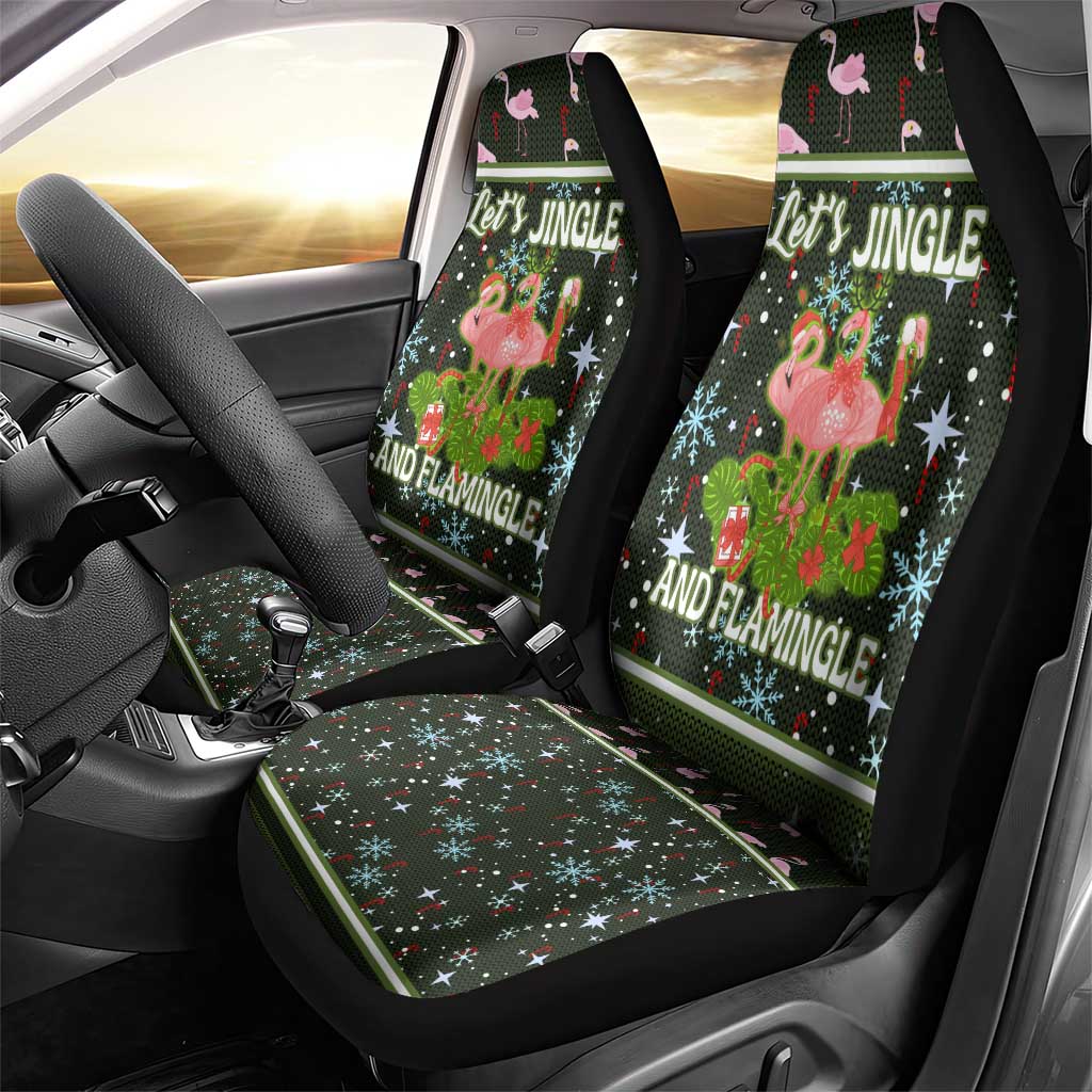 Lets Jingle And Flamingle Christmas Car Seat Cover Funny Xmas Holiday Patterns - Wonder Print Shop