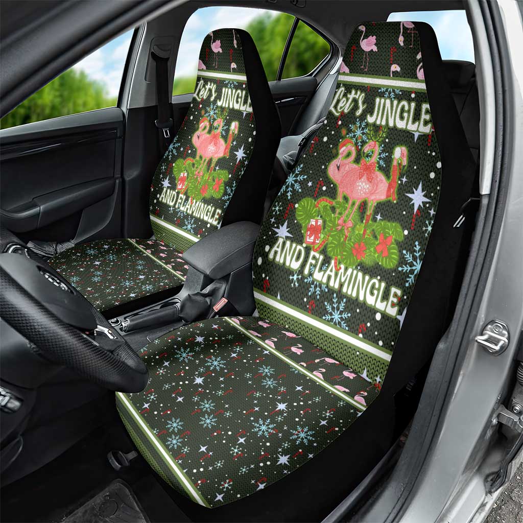 Lets Jingle And Flamingle Christmas Car Seat Cover Funny Xmas Holiday Patterns - Wonder Print Shop
