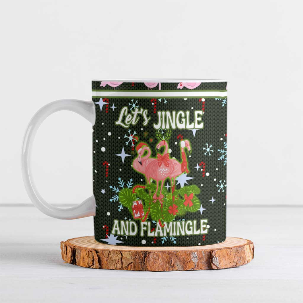 Lets Jingle And Flamingle Christmas Ceramic Mug Funny Xmas Holiday Patterns - Wonder Print Shop