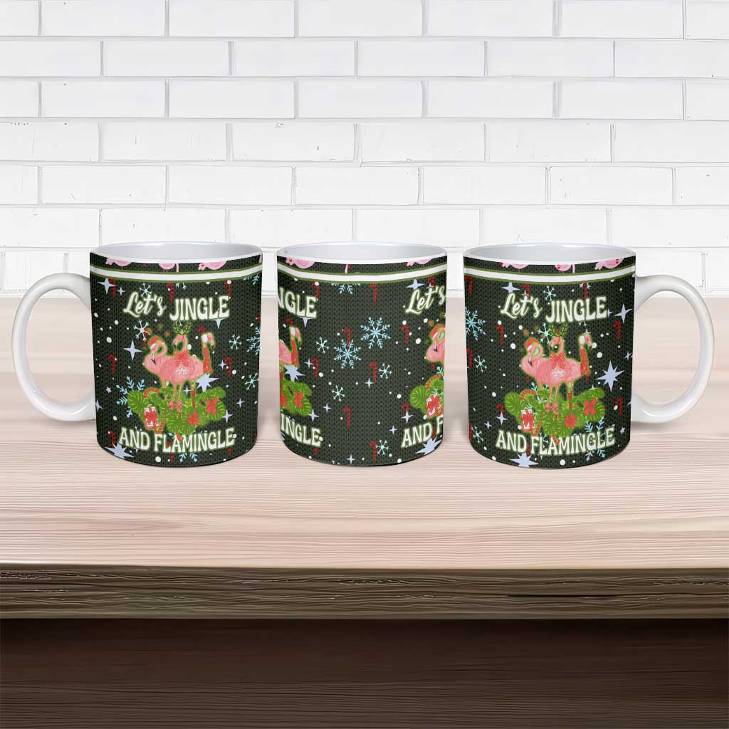 Lets Jingle And Flamingle Christmas Ceramic Mug Funny Xmas Holiday Patterns - Wonder Print Shop