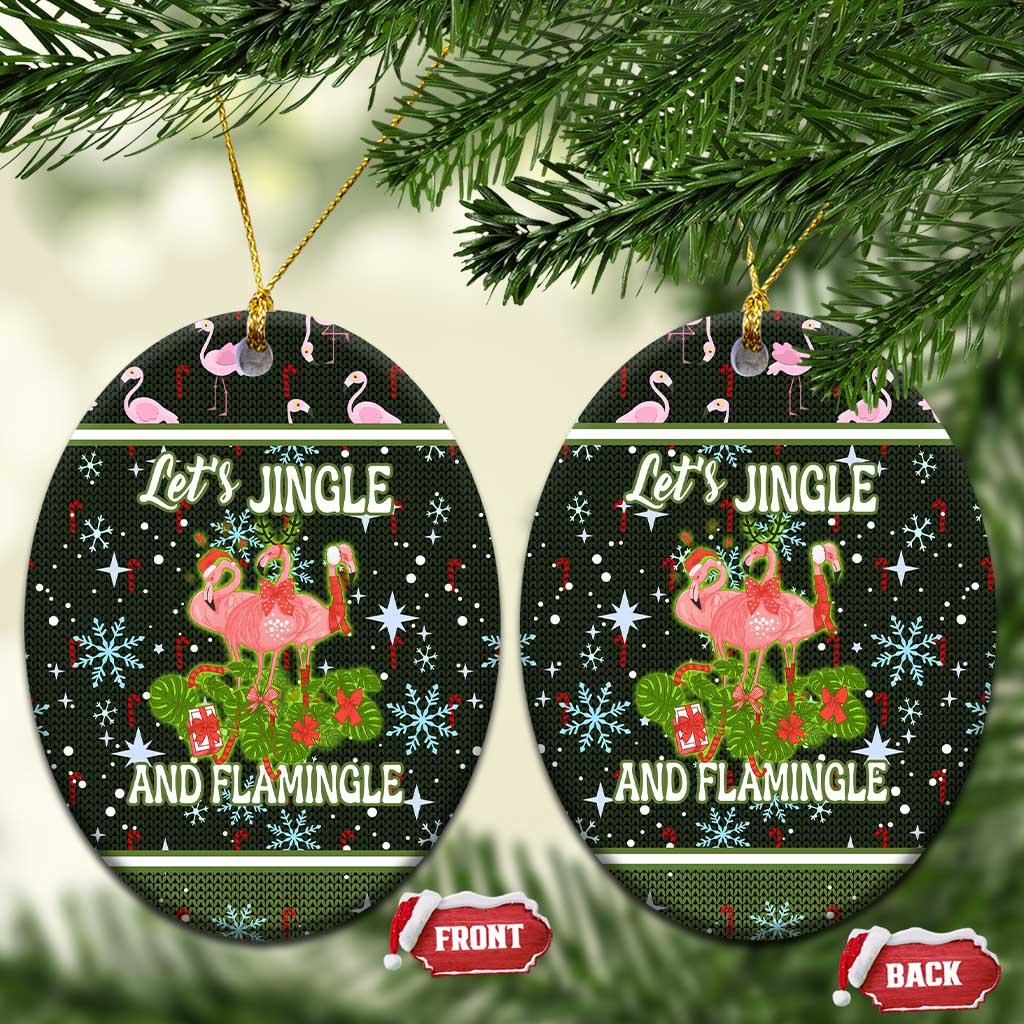 Lets Jingle And Flamingle Christmas Ceramic Ornament Funny Xmas Holiday Patterns - Wonder Print Shop