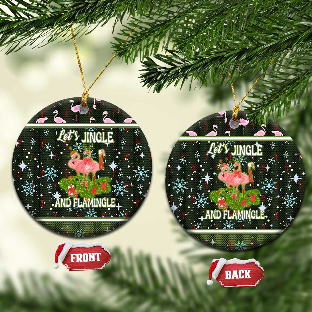 Lets Jingle And Flamingle Christmas Ceramic Ornament Funny Xmas Holiday Patterns - Wonder Print Shop