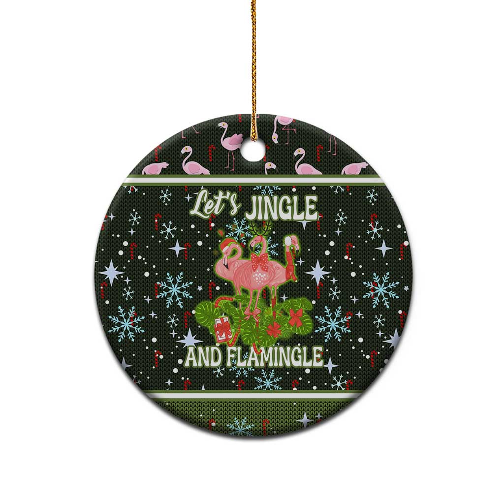 Lets Jingle And Flamingle Christmas Ceramic Ornament Funny Xmas Holiday Patterns - Wonder Print Shop