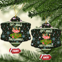 Lets Jingle And Flamingle Christmas Ceramic Ornament Funny Xmas Holiday Patterns - Wonder Print Shop