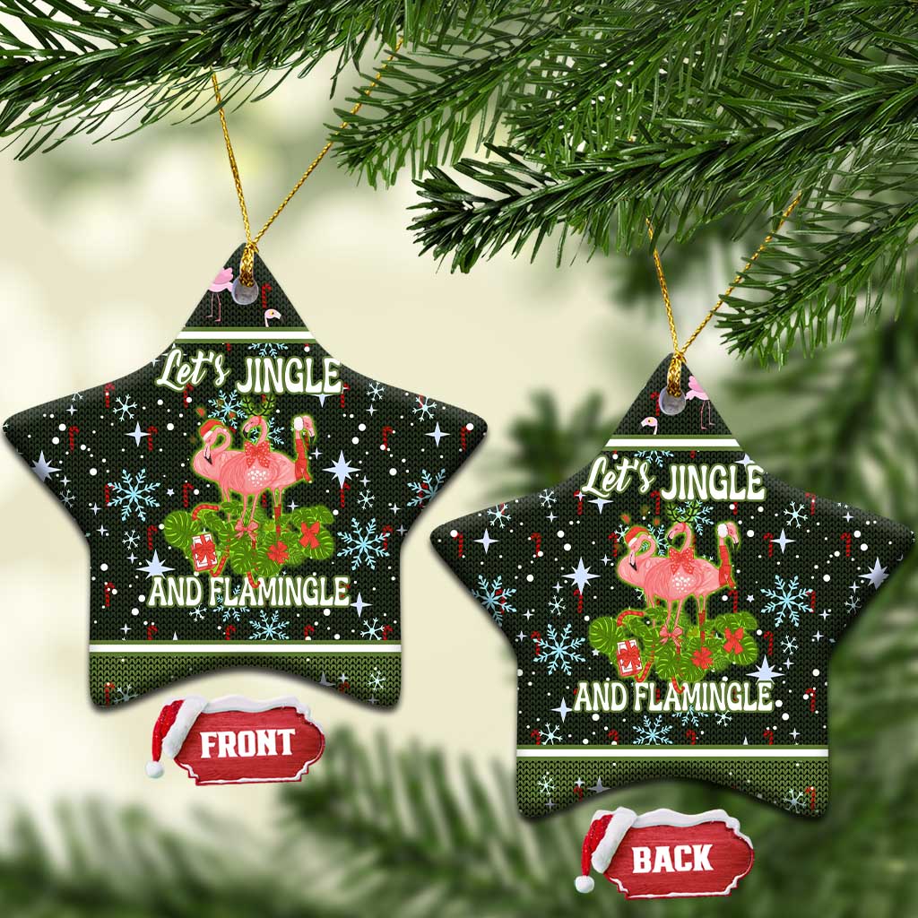 Lets Jingle And Flamingle Christmas Ceramic Ornament Funny Xmas Holiday Patterns - Wonder Print Shop