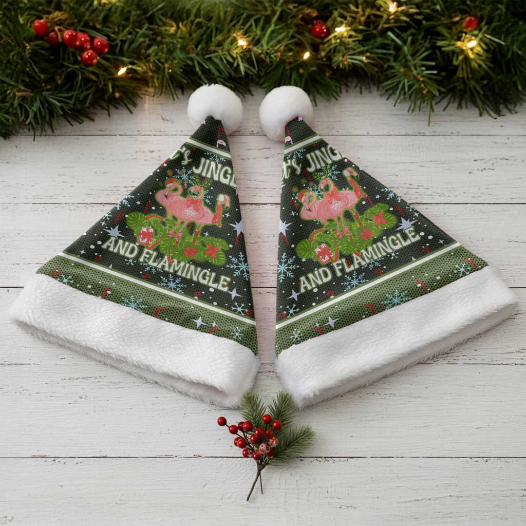 Lets Jingle And Flamingle Christmas Santa Hat Funny Xmas Holiday Patterns - Wonder Print Shop
