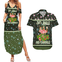 Lets Jingle And Flamingle Christmas Couples Matching Summer Maxi Dress and Hawaiian Shirt Funny Xmas Holiday Patterns - Wonder Print Shop