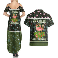 Lets Jingle And Flamingle Christmas Couples Matching Summer Maxi Dress and Hawaiian Shirt Funny Xmas Holiday Patterns - Wonder Print Shop