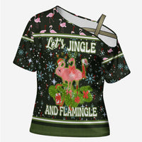 Lets Jingle And Flamingle Christmas Cross Shoulder Shirt Funny Xmas Holiday Patterns - Wonder Print Shop