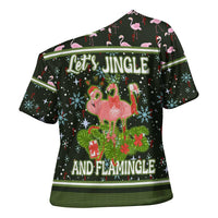 Lets Jingle And Flamingle Christmas Cross Shoulder Shirt Funny Xmas Holiday Patterns - Wonder Print Shop