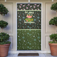 Lets Jingle And Flamingle Christmas Door Cover Funny Xmas Holiday Patterns - Wonder Print Shop
