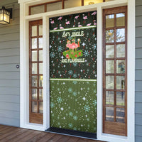Lets Jingle And Flamingle Christmas Door Cover Funny Xmas Holiday Patterns - Wonder Print Shop