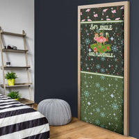 Lets Jingle And Flamingle Christmas Door Cover Funny Xmas Holiday Patterns - Wonder Print Shop