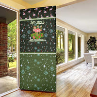 Lets Jingle And Flamingle Christmas Door Cover Funny Xmas Holiday Patterns - Wonder Print Shop