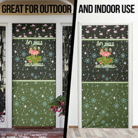 Lets Jingle And Flamingle Christmas Door Cover Funny Xmas Holiday Patterns - Wonder Print Shop