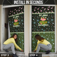 Lets Jingle And Flamingle Christmas Door Cover Funny Xmas Holiday Patterns - Wonder Print Shop