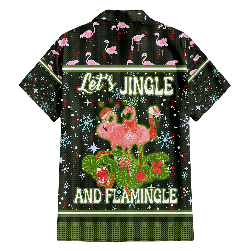 Lets Jingle And Flamingle Christmas Family Matching Long Sleeve Bodycon Dress and Hawaiian Shirt Funny Xmas Holiday Patterns - Wonder Print Shop