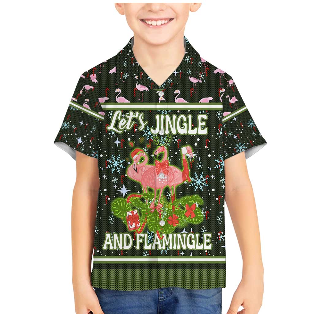 Lets Jingle And Flamingle Christmas Family Matching Mermaid Dress and Hawaiian Shirt Funny Xmas Holiday Patterns - Wonder Print Shop