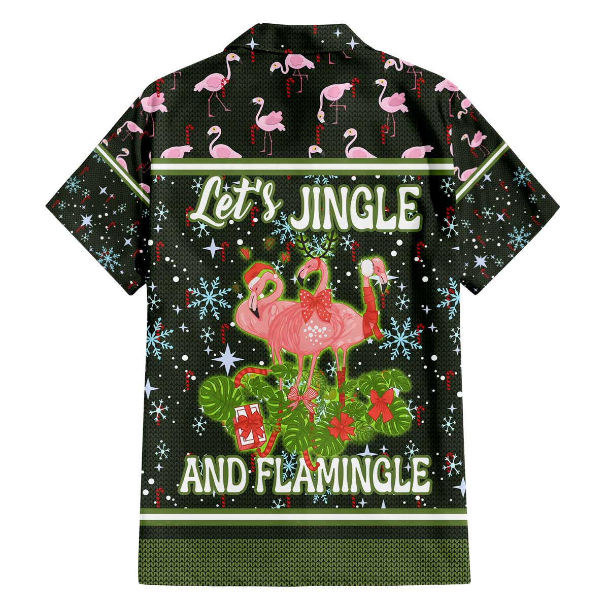 Lets Jingle And Flamingle Christmas Family Matching Off The Shoulder Long Sleeve Dress and Hawaiian Shirt Funny Xmas Holiday Patterns - Wonder Print Shop