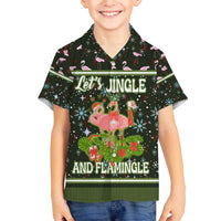 Lets Jingle And Flamingle Christmas Family Matching Off The Shoulder Long Sleeve Dress and Hawaiian Shirt Funny Xmas Holiday Patterns - Wonder Print Shop