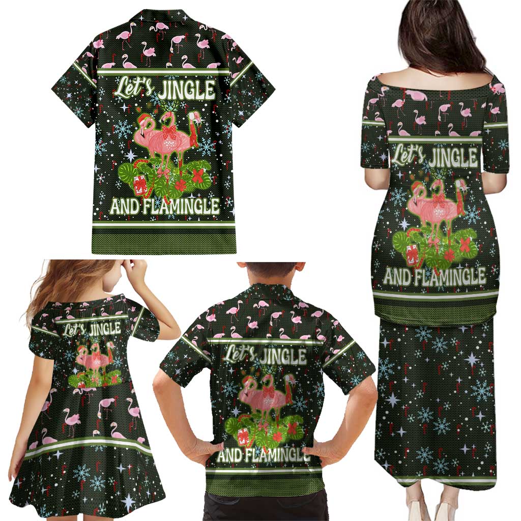 Lets Jingle And Flamingle Christmas Family Matching Puletasi and Hawaiian Shirt Funny Xmas Holiday Patterns - Wonder Print Shop