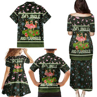 Lets Jingle And Flamingle Christmas Family Matching Puletasi and Hawaiian Shirt Funny Xmas Holiday Patterns - Wonder Print Shop