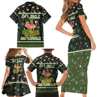 Lets Jingle And Flamingle Christmas Family Matching Short Sleeve Bodycon Dress and Hawaiian Shirt Funny Xmas Holiday Patterns - Wonder Print Shop