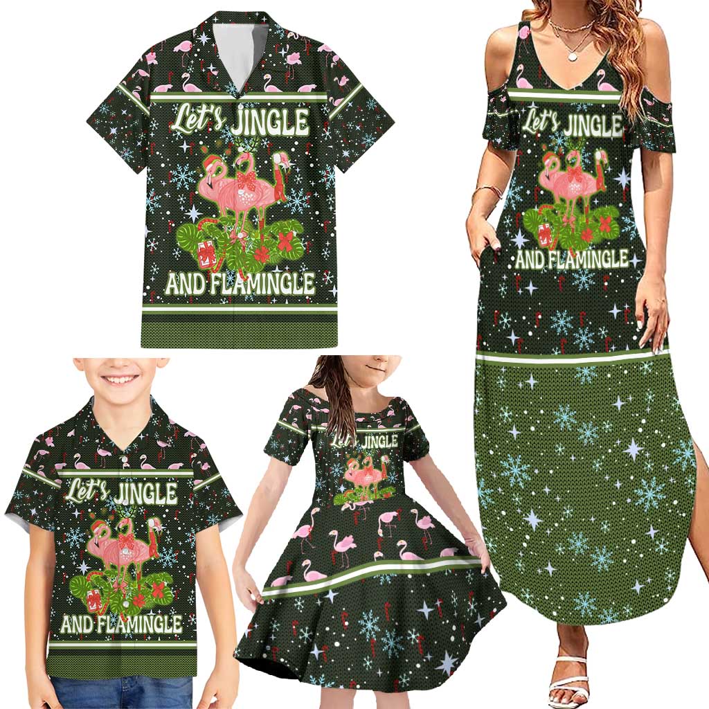 Lets Jingle And Flamingle Christmas Family Matching Summer Maxi Dress and Hawaiian Shirt Funny Xmas Holiday Patterns - Wonder Print Shop
