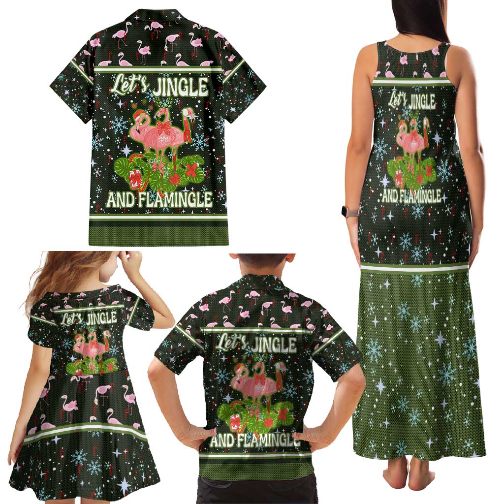 Lets Jingle And Flamingle Christmas Family Matching Tank Maxi Dress and Hawaiian Shirt Funny Xmas Holiday Patterns - Wonder Print Shop