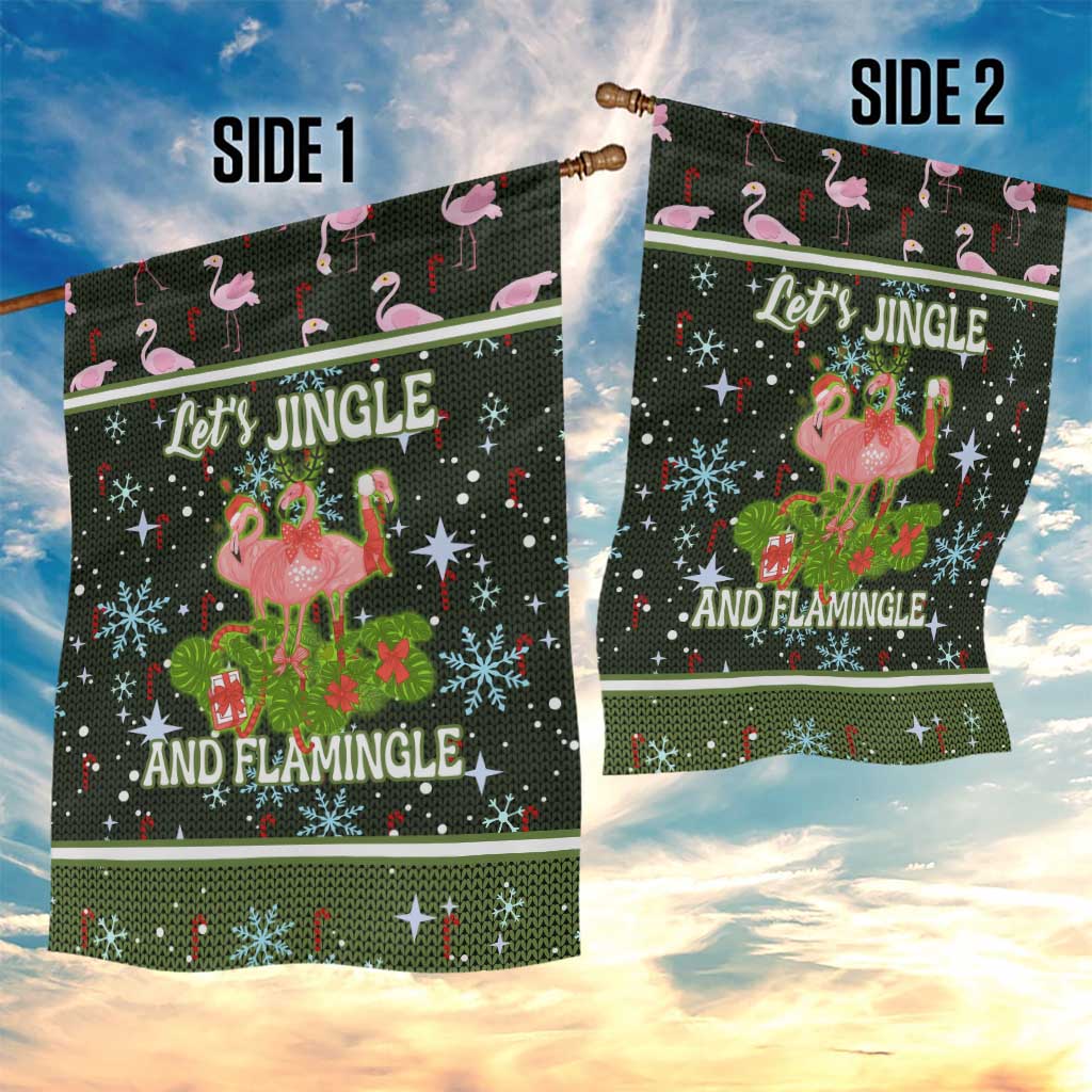 Lets Jingle And Flamingle Christmas Garden Flag Funny Xmas Holiday Patterns - Wonder Print Shop