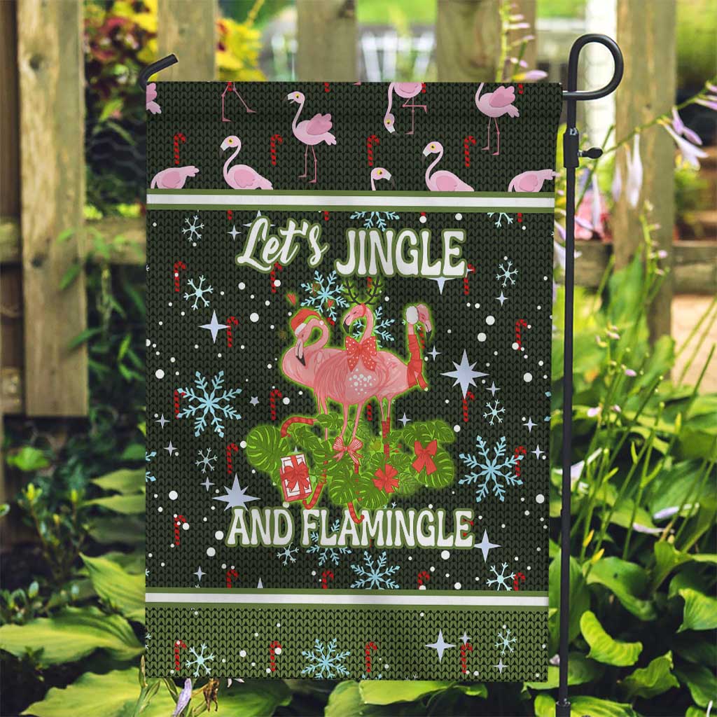 Lets Jingle And Flamingle Christmas Garden Flag Funny Xmas Holiday Patterns - Wonder Print Shop
