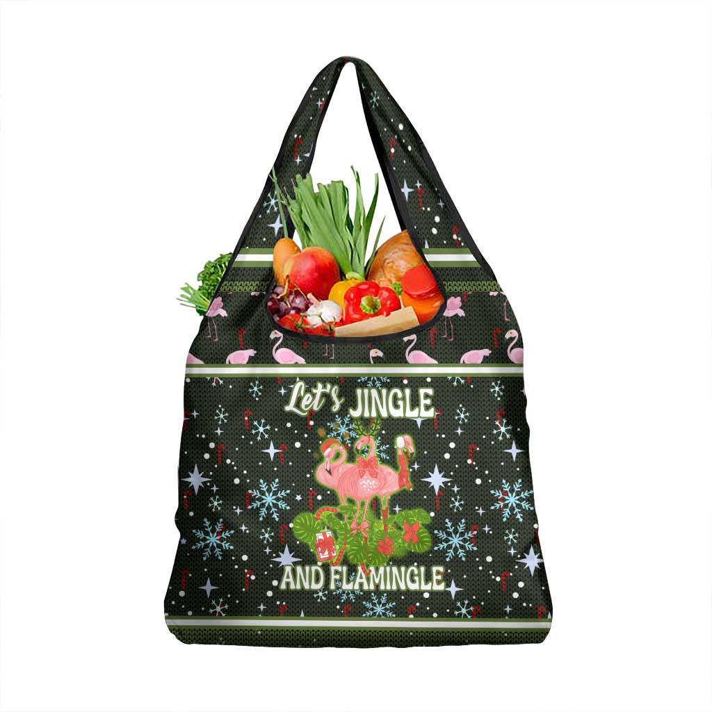 Lets Jingle And Flamingle Christmas Grocery Bag Funny Xmas Holiday Patterns - Wonder Print Shop
