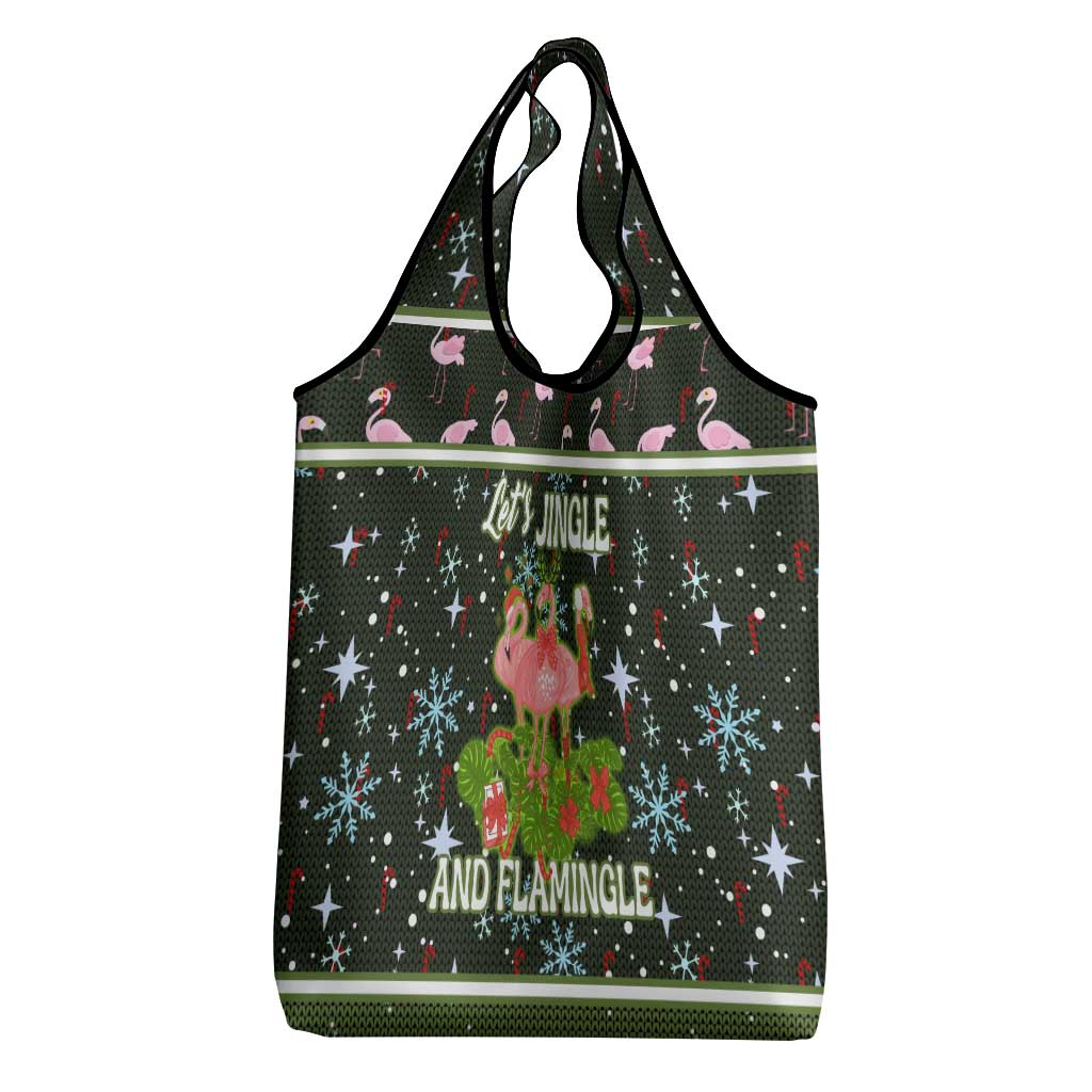 Lets Jingle And Flamingle Christmas Grocery Bag Funny Xmas Holiday Patterns - Wonder Print Shop