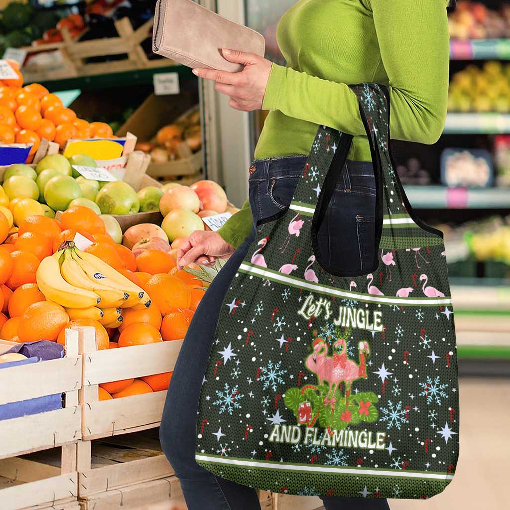 Lets Jingle And Flamingle Christmas Grocery Bag Funny Xmas Holiday Patterns - Wonder Print Shop