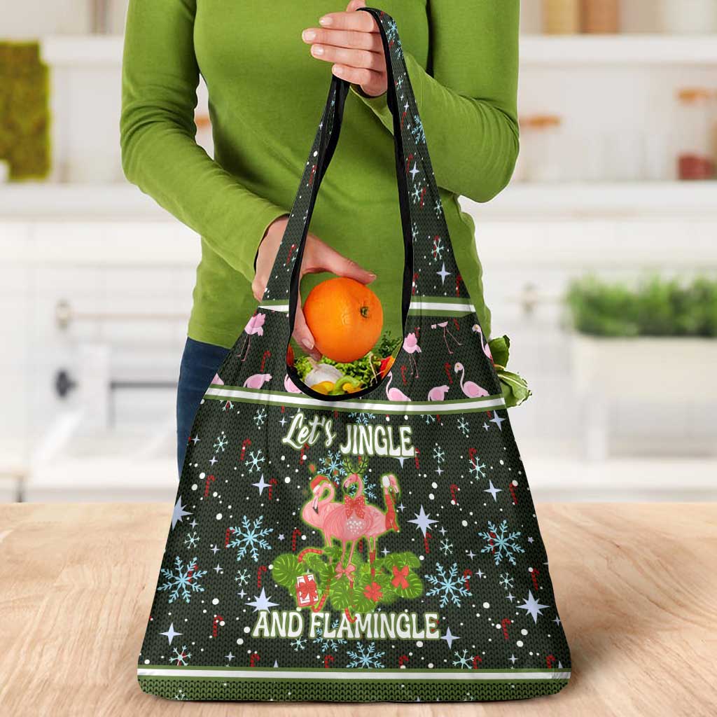 Lets Jingle And Flamingle Christmas Grocery Bag Funny Xmas Holiday Patterns - Wonder Print Shop
