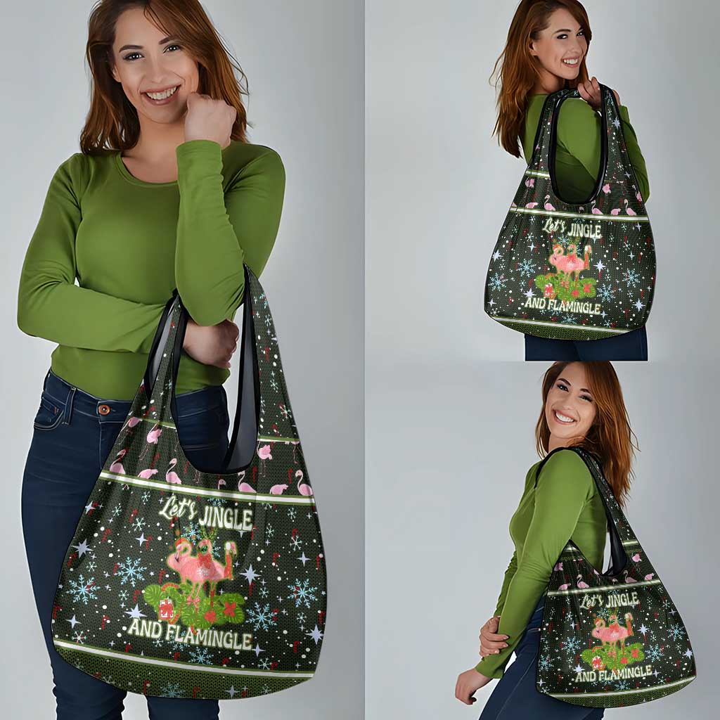 Lets Jingle And Flamingle Christmas Grocery Bag Funny Xmas Holiday Patterns - Wonder Print Shop