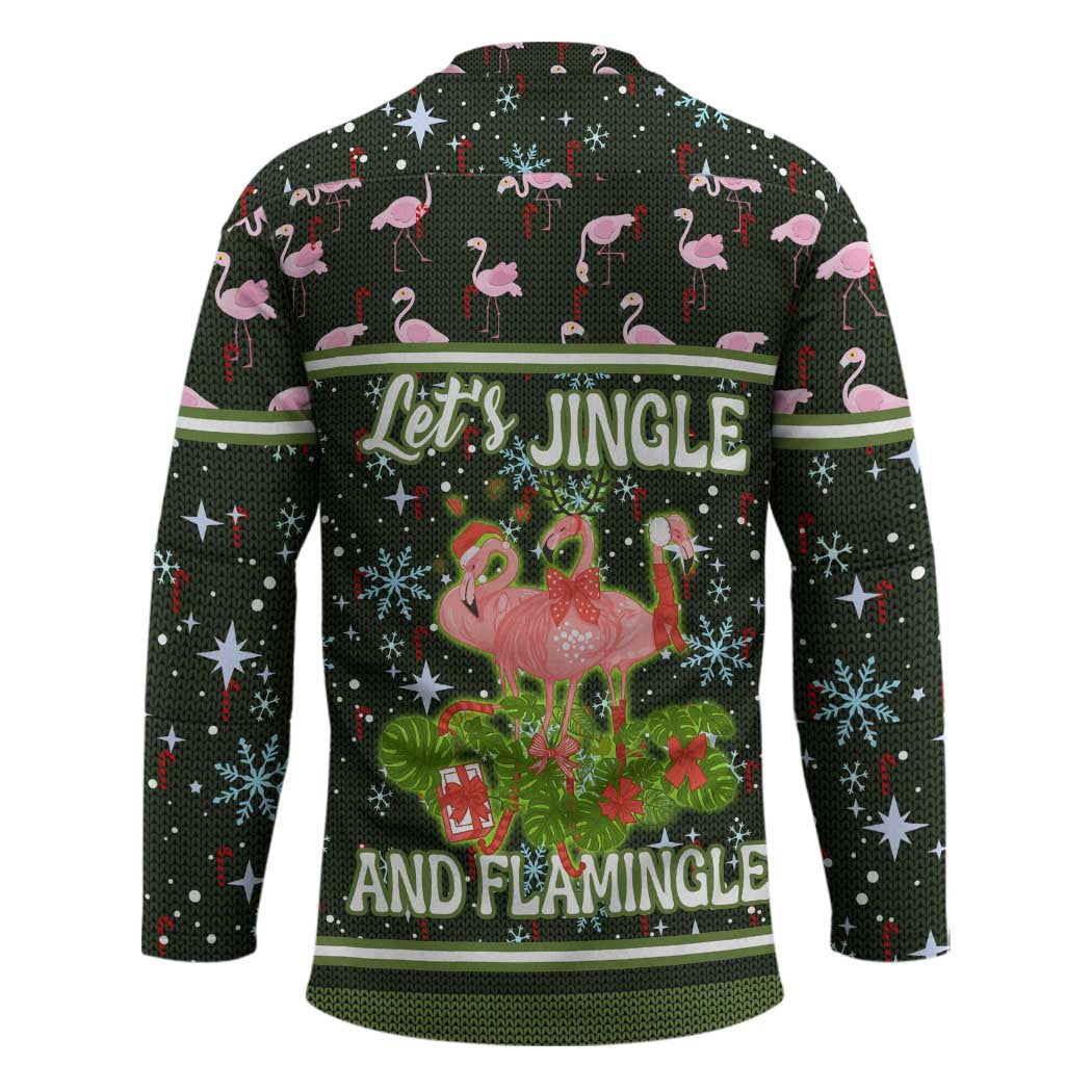 Lets Jingle And Flamingle Christmas Hockey Jersey Funny Xmas Holiday Patterns - Wonder Print Shop