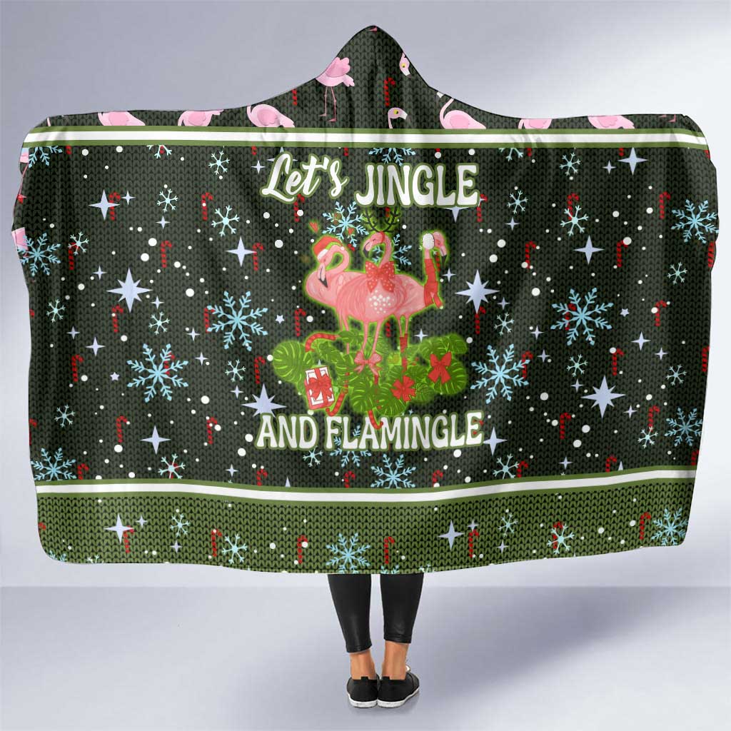 Lets Jingle And Flamingle Christmas Hooded Blanket Funny Xmas Holiday Patterns - Wonder Print Shop