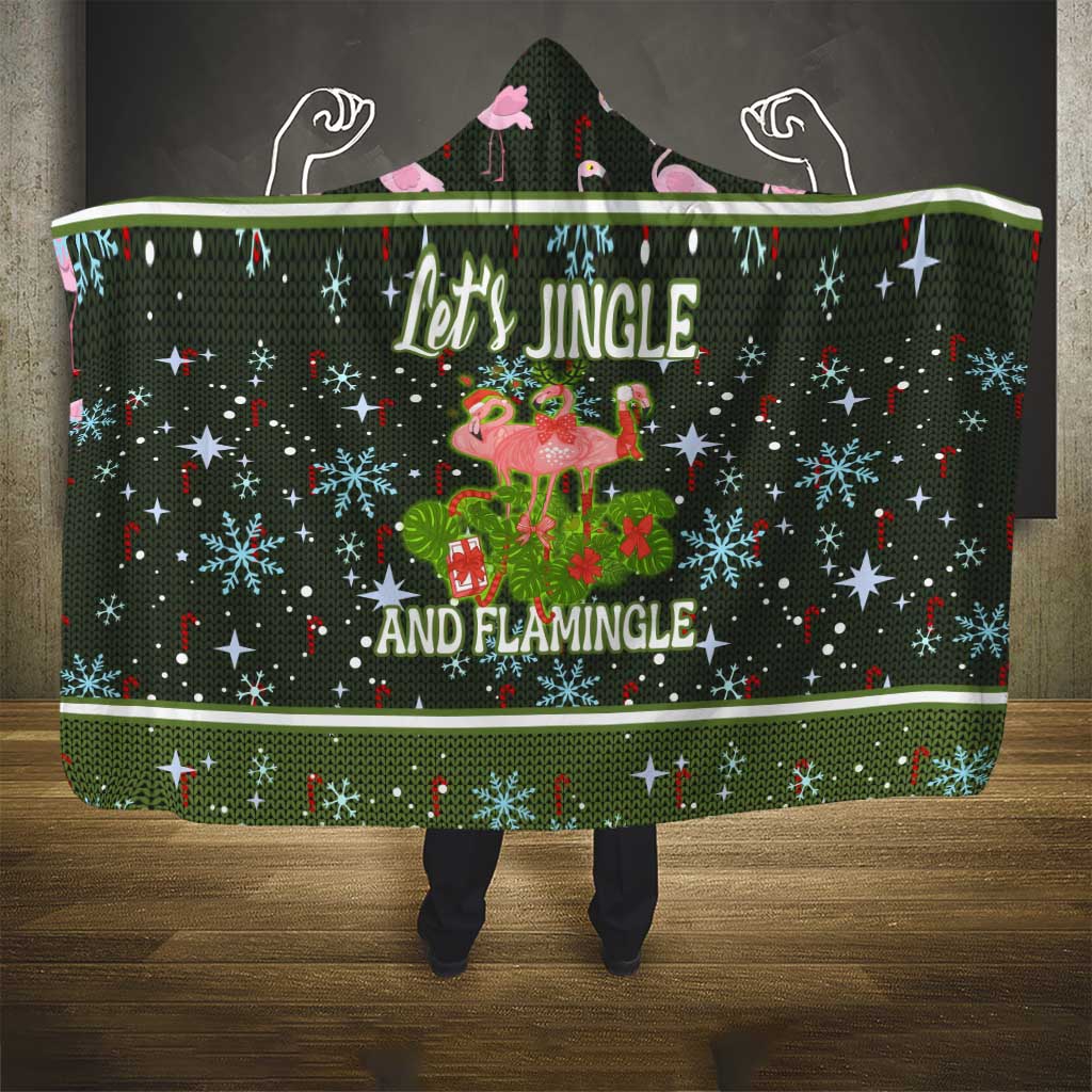 Lets Jingle And Flamingle Christmas Hooded Blanket Funny Xmas Holiday Patterns - Wonder Print Shop