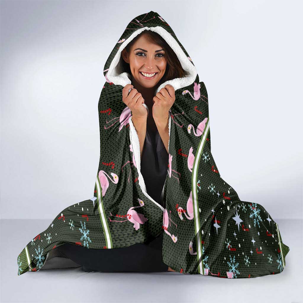 Lets Jingle And Flamingle Christmas Hooded Blanket Funny Xmas Holiday Patterns - Wonder Print Shop