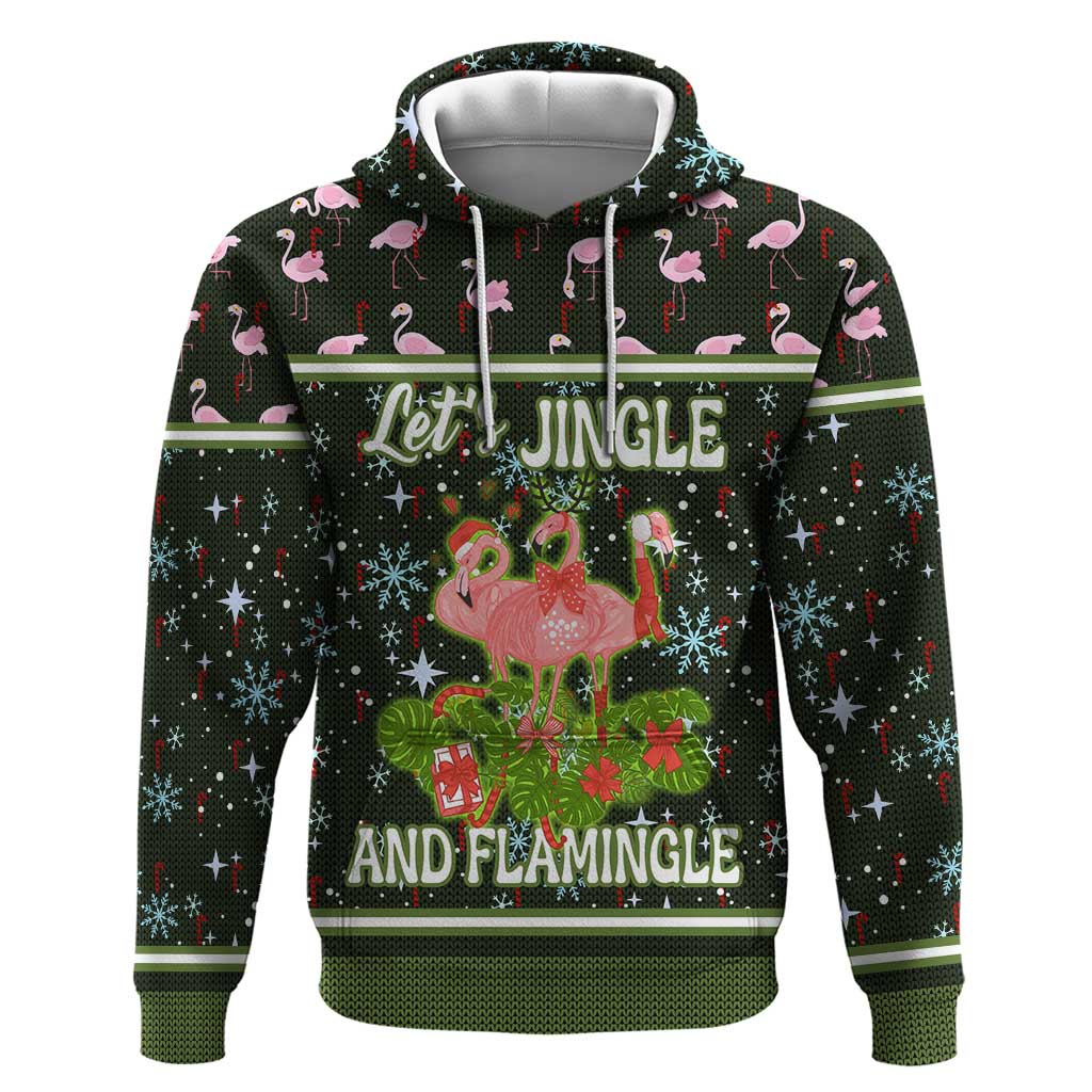 Lets Jingle And Flamingle Christmas Hoodie Funny Xmas Holiday Patterns - Wonder Print Shop