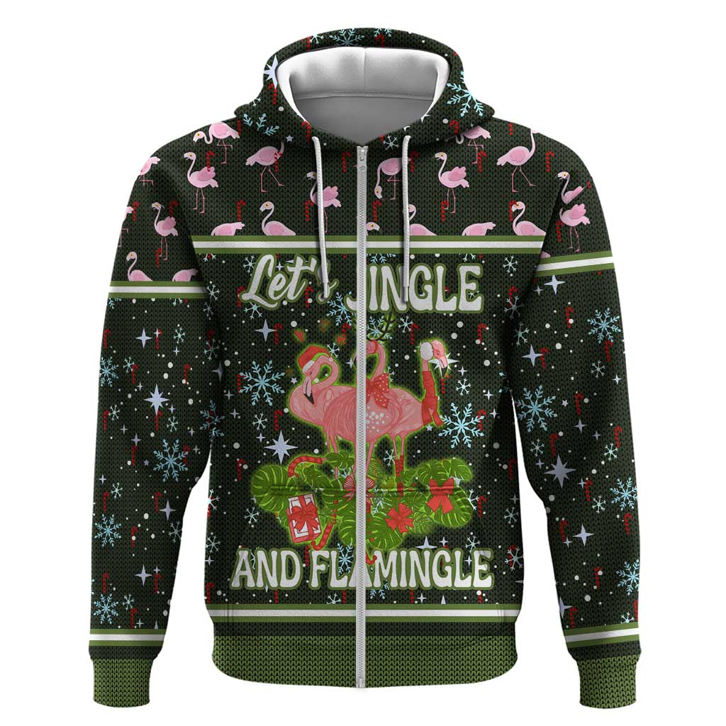 Lets Jingle And Flamingle Christmas Hoodie Funny Xmas Holiday Patterns - Wonder Print Shop