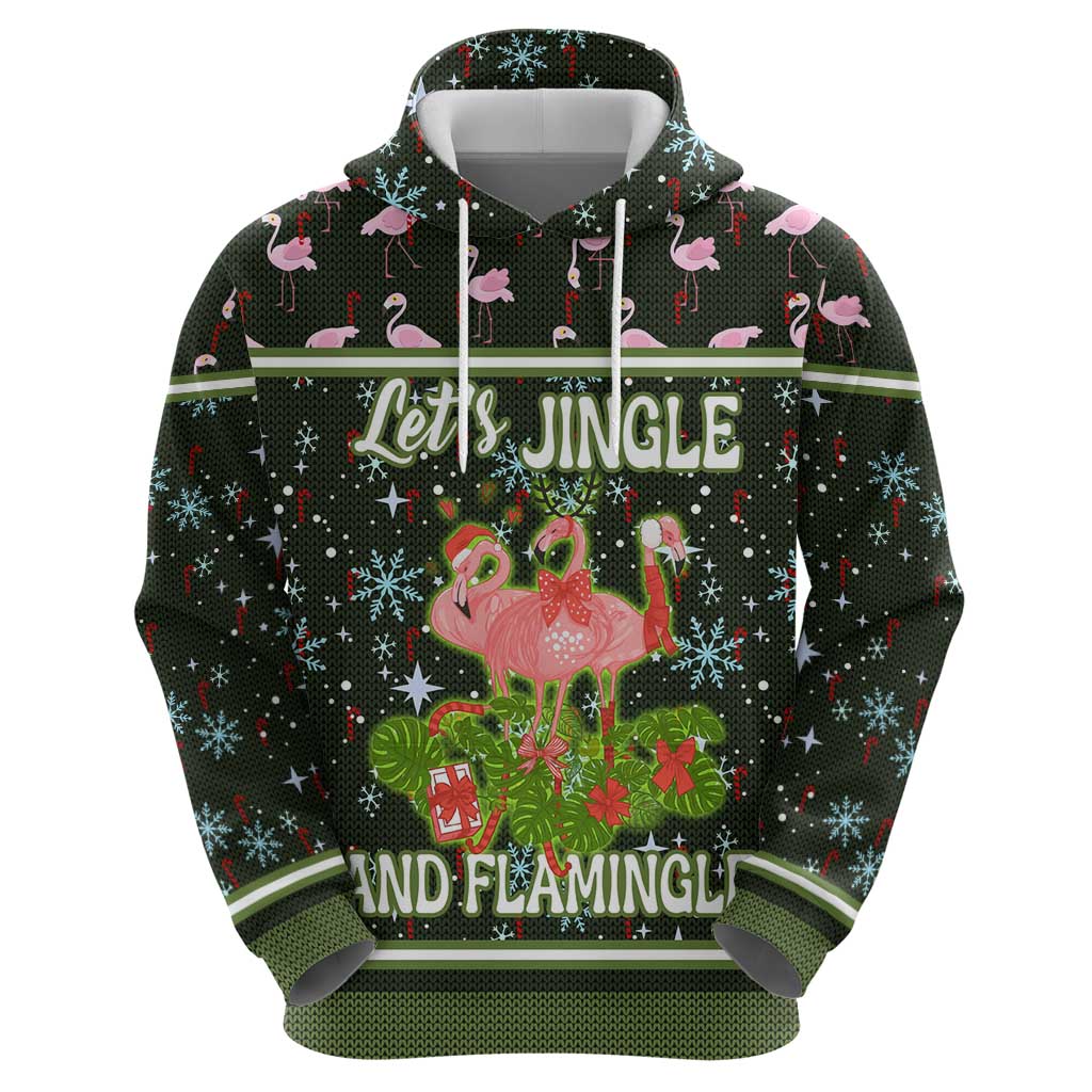 Lets Jingle And Flamingle Christmas Hoodie Funny Xmas Holiday Patterns - Wonder Print Shop