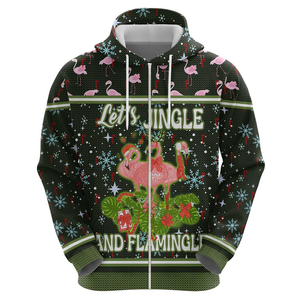 Lets Jingle And Flamingle Christmas Hoodie Funny Xmas Holiday Patterns - Wonder Print Shop