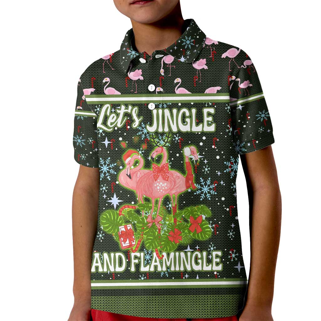 Lets Jingle And Flamingle Christmas Kid Polo Shirt Funny Xmas Holiday Patterns - Wonder Print Shop