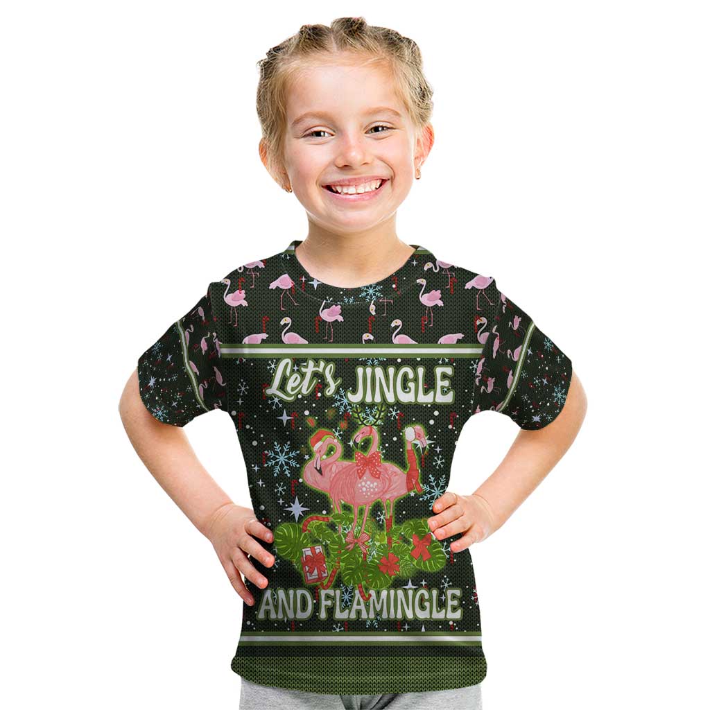 Lets Jingle And Flamingle Christmas Kid T Shirt Funny Xmas Holiday Patterns - Wonder Print Shop